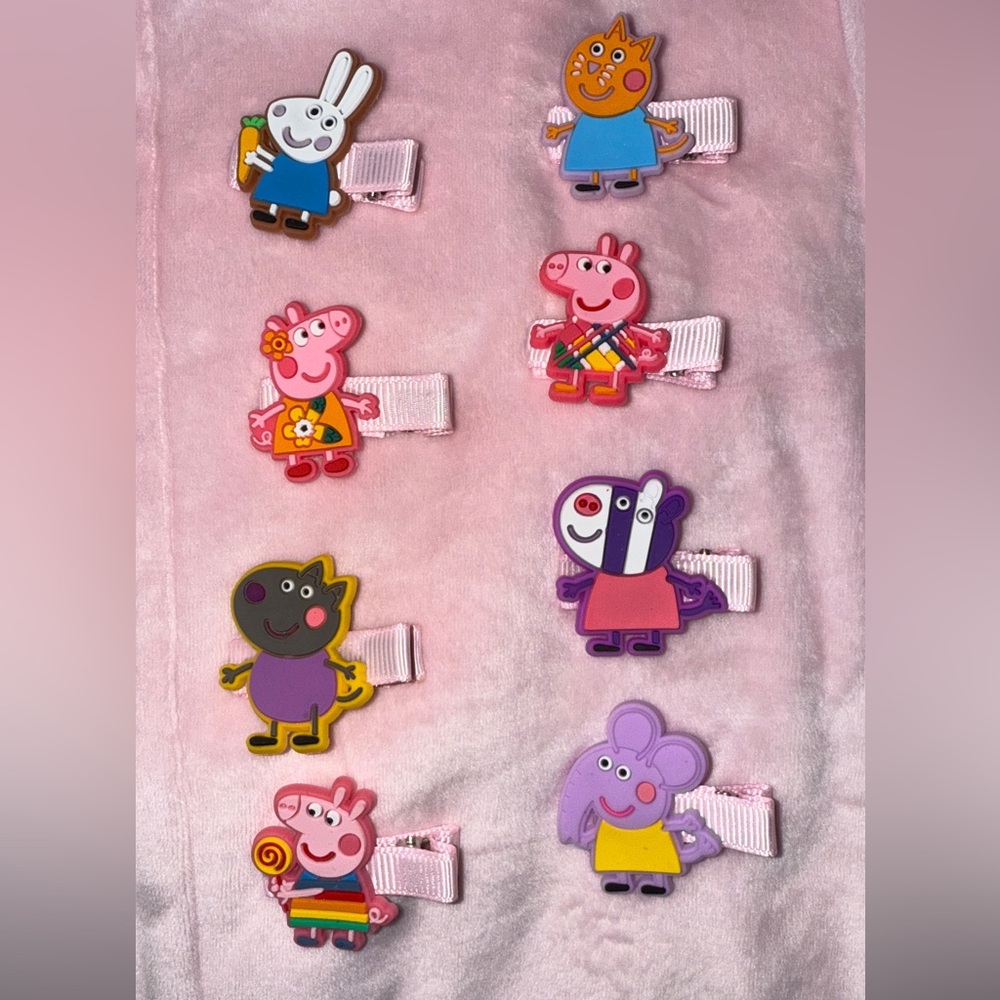 Brand New Peppa Pig Character Hair Clips Set - Pink